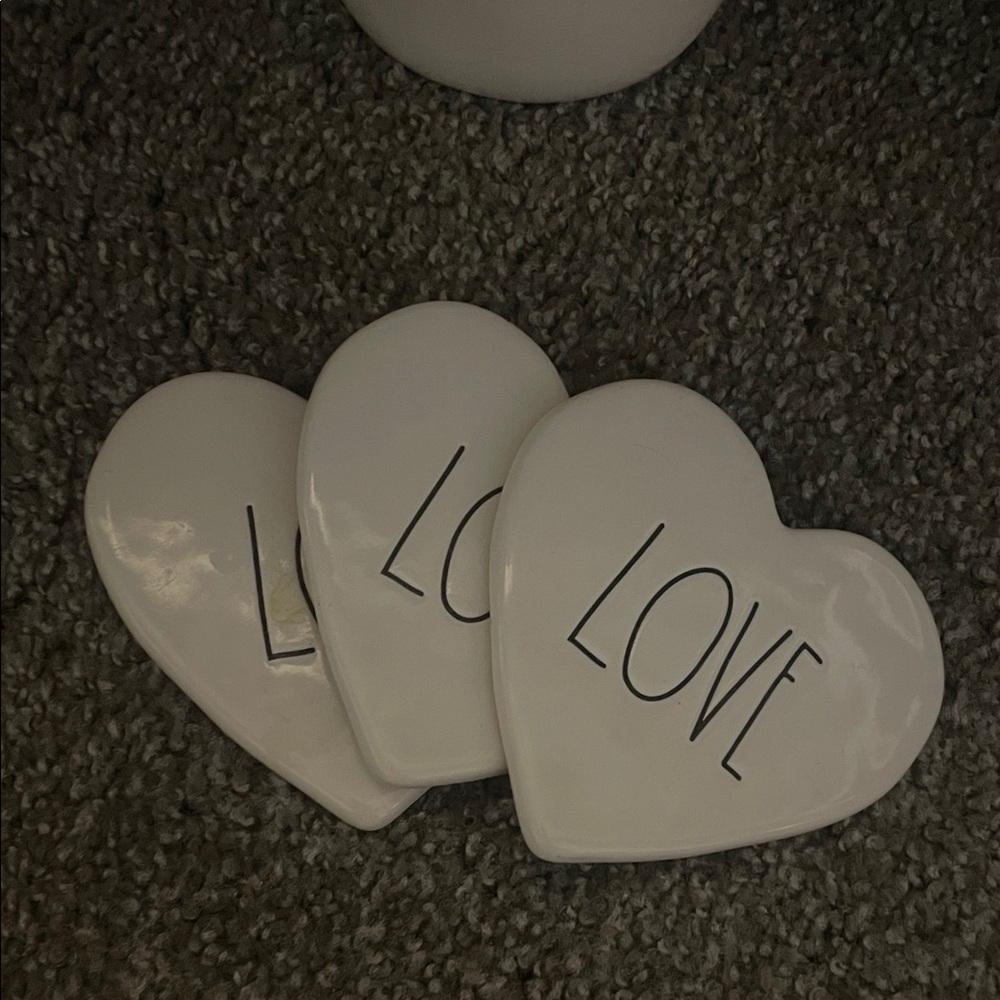 Rae Dunn White Heart-Shaped Love Plates